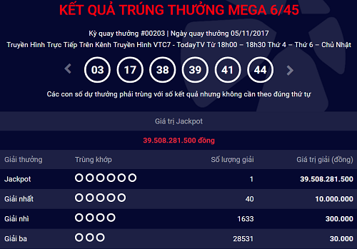 Kết quả xổ số Vietlott: H&ocirc;m nay giải Jackpot trở về vạch xuất ph&aacute;t