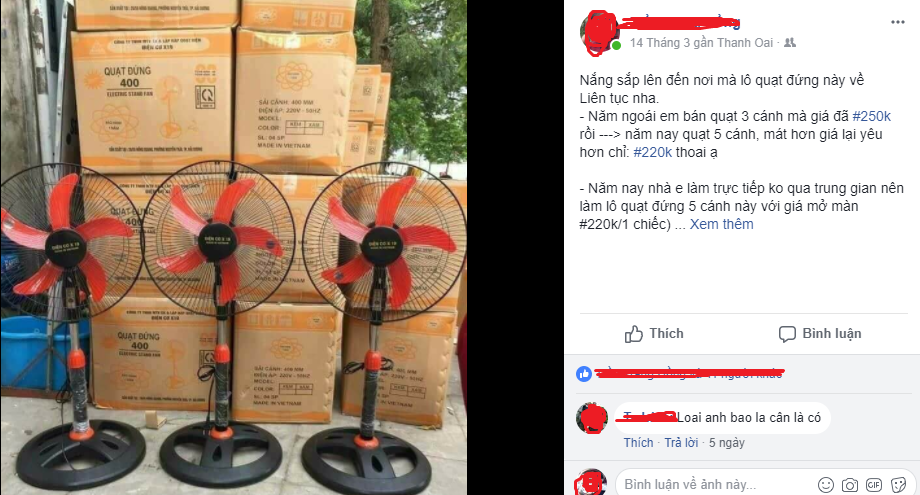 C&oacute; n&ecirc;n mua quạt điện tr&ecirc;n chợ online?