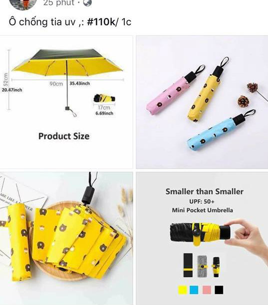  &Ocirc; chống tia UV được giới thiệu c&oacute; xuất xứ Nhật Bản với 2 lớp h&uacute;t người d&ugrave;ng thủ đ&ocirc;. Ảnh NVCC.