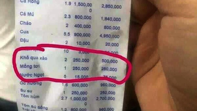 Nh&agrave; h&agrave;ng t&iacute;nh gi&aacute; &lsquo;cắt cổ&rsquo; ở Nha Trang bị xử phạt 750 ngh&igrave;n đồng