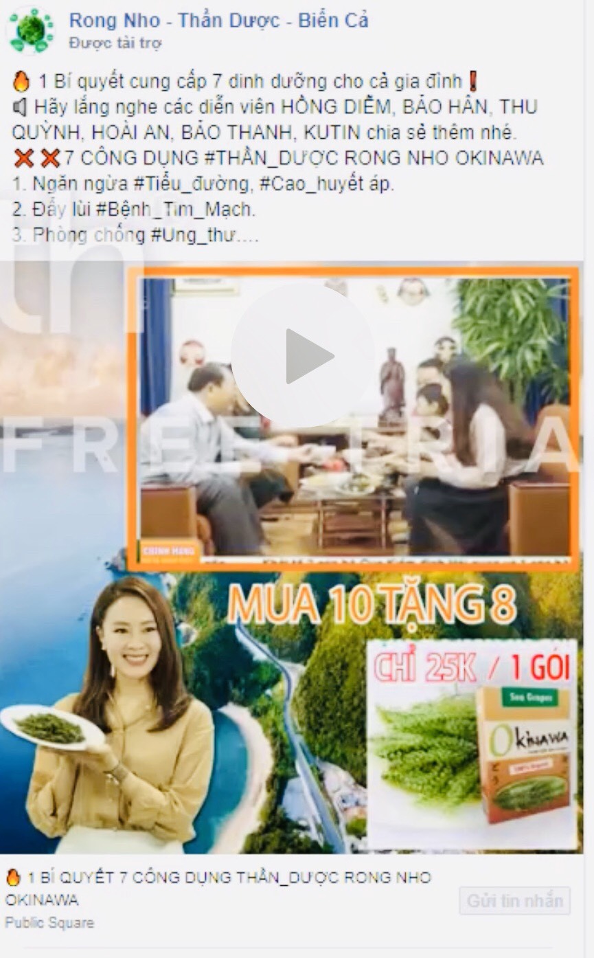 Sử dụng tr&aacute;i ph&eacute;p h&igrave;nh ảnh nghệ sĩ để quảng c&aacute;o, rong nho Okinawa đang lừa dối người 13Win18 đa dạng khuyến mãi