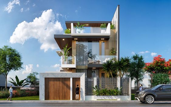 Mẫu nh&agrave; phố hiện đại 3 tầng thiết kế ấn tượng