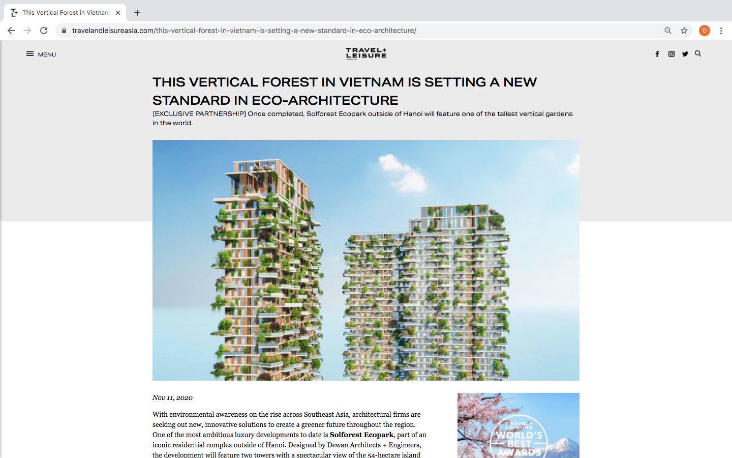 H&agrave;ng loạt b&aacute;o quốc tế viết về to&agrave; th&aacute;p xanh Ecopark