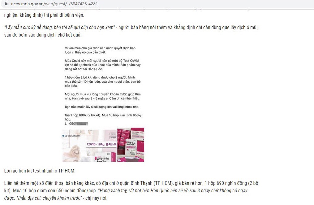 D&ugrave; Bộ Y tế đ&atilde; cảnh b&aacute;o, vợ chồng ca sĩ Ưng Ho&agrave;ng Ph&uacute;c v&agrave; Kim Cương vẫn rao b&aacute;n kit-test Covid-19 tr&ecirc;n mạng x&atilde; hội