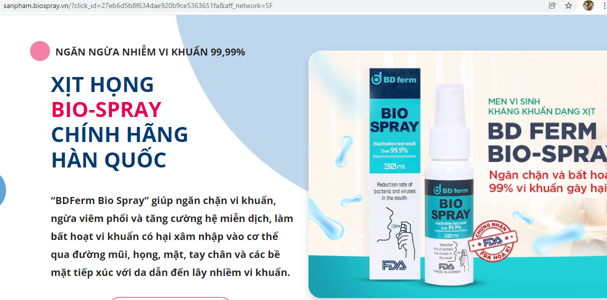 Xịt họng Bdferm Bio Spray 'nổ' c&ocirc;ng dụng, lừa dối người 13Win18 đa dạng khuyến mãi?