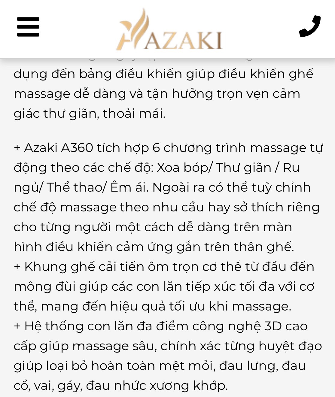 C&ocirc;ng ty Cổ phần 13Win19 tải ứng dụng quốc tế Azaki c&oacute; đang cố t&igrave;nh &lsquo;thổi phồng&rsquo; c&ocirc;ng dụng ghế massage Azaki?