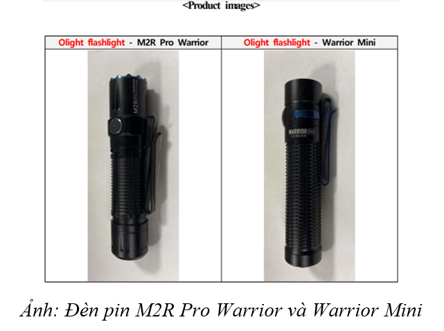 Th&ocirc;ng tin ch&iacute;nh thức về đ&egrave;n pin M2R Pro Warrior v&agrave; Warrior Mini h&atilde;ng Olight dễ g&acirc;y mất an to&agrave;n