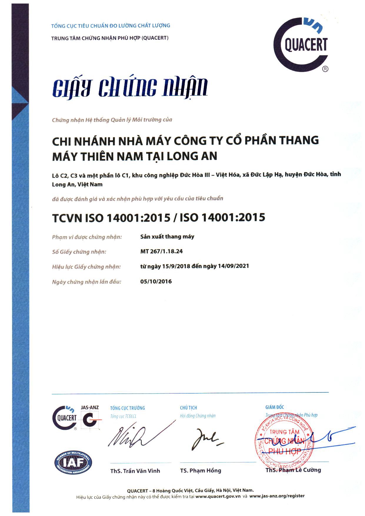 Những b&agrave;i học kinh nghiệm từ C&ocirc;ng ty Cổ phần Thang m&aacute;y Thi&ecirc;n Nam &aacute;p dụng th&agrave;nh c&ocirc;ng ISO 14000