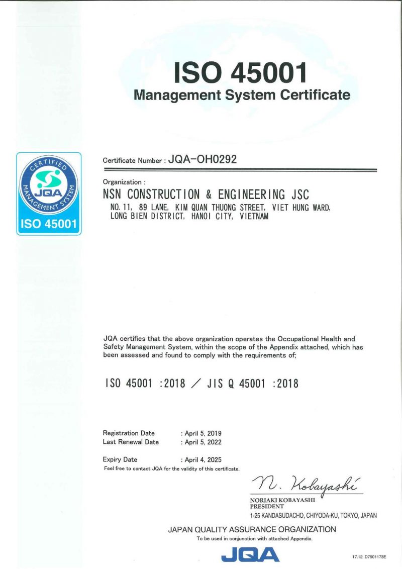 &Aacute;p dụng ISO 45001: Kinh nghi&ecirc;̣m từ m&ocirc; h&igrave;nh đi&ecirc;̉m tại C&ocirc;ng ty CP X&acirc;y dựng & C&ocirc;ng nghiệp NSN