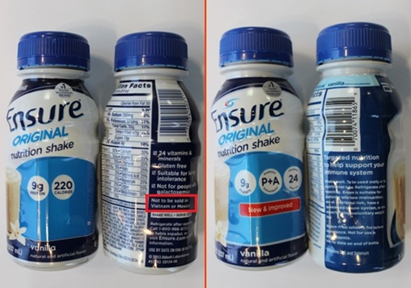 Sản phẩm sữa Ensure c&oacute; d&ograve;ng chữ 'Not to be sold in Vietnam' tại sao v&acirc;̃n có mặt ở Vi&ecirc;̣t Nam?