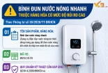 Bình đun nước nóng nhanh phải đáp ứng quy chuẩn kỹ thuật quốc gia nào?