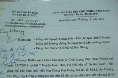 Huyện Hoài Đức chỉ đạo xử lý thông tin CLVN phản ánh