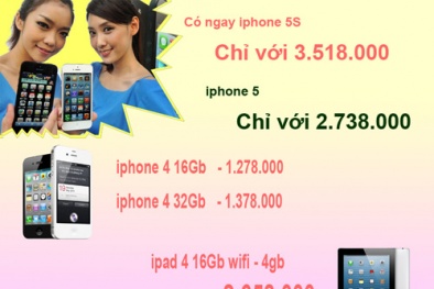Cơ hội sở hữu iPhone 5S chỉ với 3.500.000 đồng .