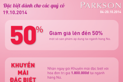 Parkson giảm 50% tất cả mặt hàng tại khu vực WAREHOUSE SALE
