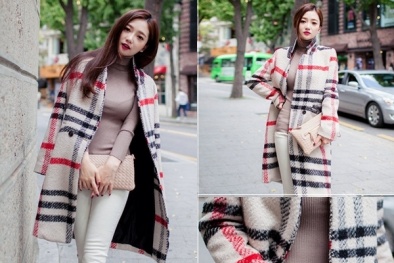 Bí quyết diện áo dạ kẻ đón Tết thật phong cách