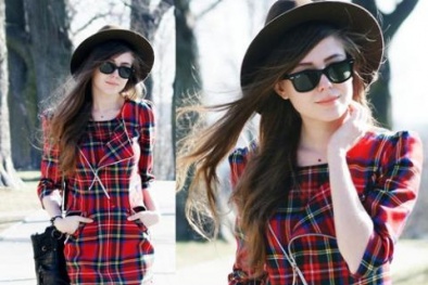 Phối đồ đơn giản bắt mắt với họa tiết kẻ caro