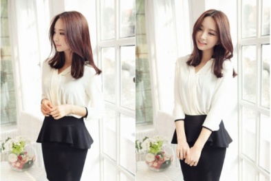 Sành điệu với váy đầm công sở trắng đen 