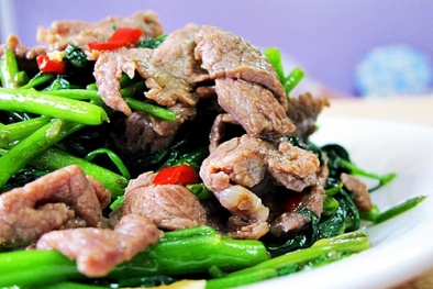 Cách làm món rau muống xào thịt bò nhiều dưỡng chất
