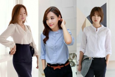 Thanh lịch tới công sở ngày thu với sơ mi cổ tàu