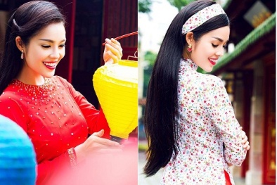  Dương Cẩm Lynh khoe dáng áo dài nhân dịp Trung thu