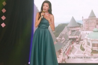Á hậu A13win Ưu đãi Vip Thúy Vân bất ngờ diện váy gợi cảm hát My Vietnam