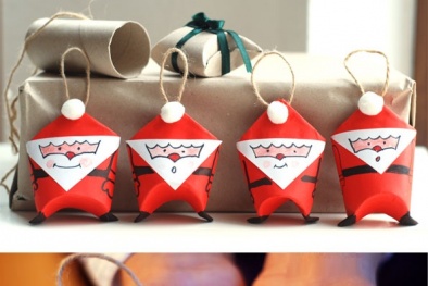 3 bước đơn giản hô biến lõi giấy thành ông già Noel 