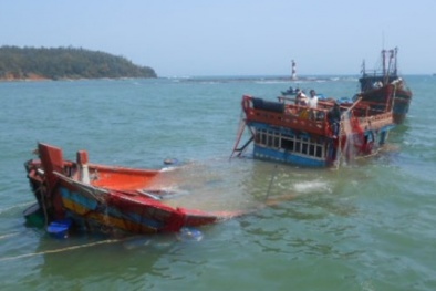 Tàu cá Quảng Ngãi bị tàu lạ đâm chìm ngay trên vịnh Bắc Bộ
