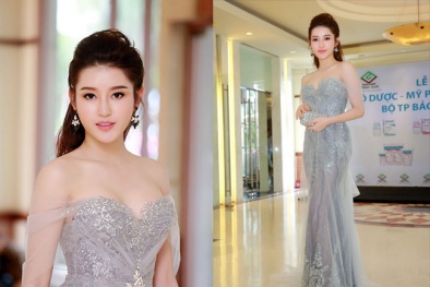 Á hậu Huyền My khoe vòng một gợi cảm, trễ nải vai trần bên MC Phan Anh