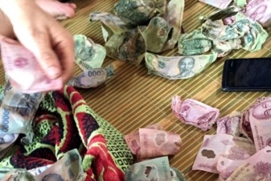 Hưng Yên: Dùng máy sấy tiền, hơn 30 triệu đồng bị biến dạng