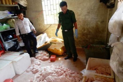 Phát hiện 2 tấn nầm heo bẩn được cất giấu tinh vi trong biệt thự
