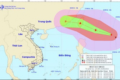 Bão MEGI giật cấp 14 đang tiến sát biển Đông
