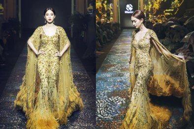 Bất ngờ khi thấy Hoa hậu Đặng Thu Thảo lộng lẫy làm vedette trên sàn diễn thời trang