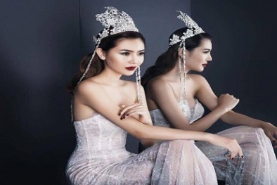 Ngọc Duyên đội vương miện đắt giá, khoe dáng đồng hồ cát