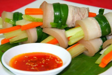 Chống ngán ngày Tết với món ba chỉ cuộn rau củ