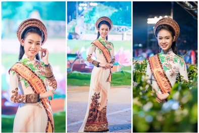 Cận cảnh bộ áo dài độc đáo của Đại sứ Lễ hội Cafe Buôn Ma Thuột 2017 