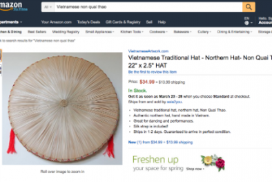 Gần 1 triệu đồng một chiếc nón quai thao trên Amazon