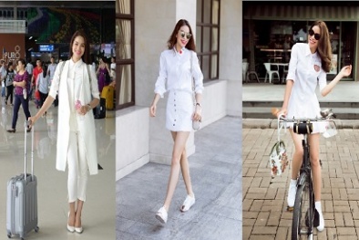 Học cách phối đồ cùng áo sơ mi trắng sành điệu như Phạm Hương