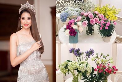 Trổ tài cắm hoa cực khéo, HH Phạm Hương gợi ý những cách trang trí nhà tuyệt đẹp