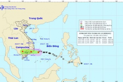 Bão số 14 suy yếu thành áp thấp nhiệt đới