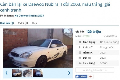 Những chiếc ô tô cũ đang rao bán giá 120 triệu đồng tại Việt Nam