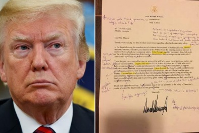 Thư của Tổng thống Donald Trump bị cô giáo về hưu sửa chi chít, chê ‘viết rất tệ’