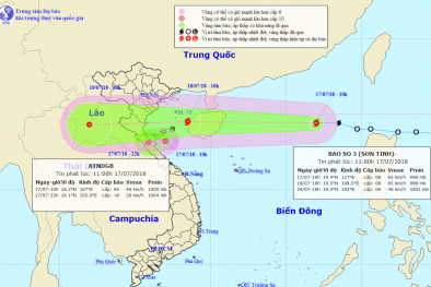 Bão số 3 (Sơn Tinh) hướng miền Trung, cảnh báo lũ quét diện rộng