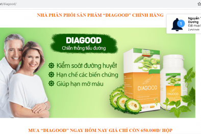 Ngang nhiên quảng cáo TPBVSK Dia Good như thuốc chữa bệnh trên website giả mạo