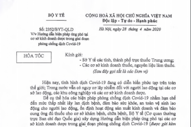 Xây dựng biện pháp ứng phó tại cơ sở kinh doanh dược trong giai đoạn dịch bệnh COVID-19