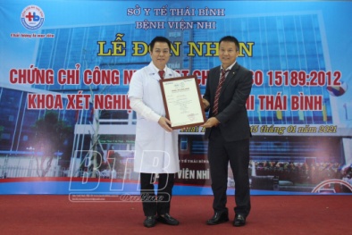 Bệnh viện Nhi Thái Bình đón nhận chứng chỉ công nhận đạt chuẩn ISO 15189:2012 