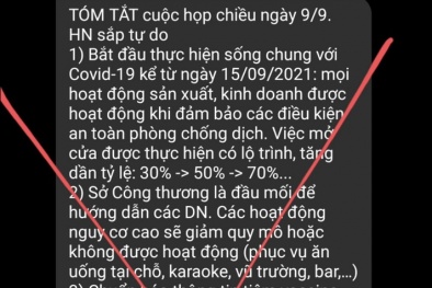 Thông tin cuộc họp chiều 09/9 về công tác phòng chống dịch lan truyền trên mạng là giả