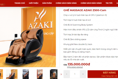 Ghế massage Azaki của Công ty CP 13Win19 tải ứng dụng quốc tế Azaki: 'Thổi phồng' công dụng, không rõ xuất xứ