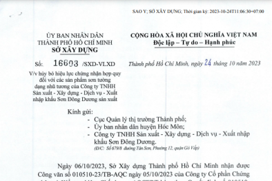 Chưa công bố hợp quy theo quy định, Sơn Đông Dương đã đưa sản phẩm ra thị trường