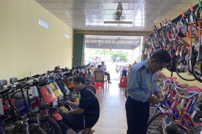 Vĩnh Long xử lý 9 cơ sở kinh doanh xe điện không có dấu hợp quy và vi phạm về nhãn hàng hóa