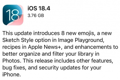 Apple phát hành iOS 18.4 vá 62 lỗ hổng bảo mật, khuyến cáo người dùng cập nhật ngay